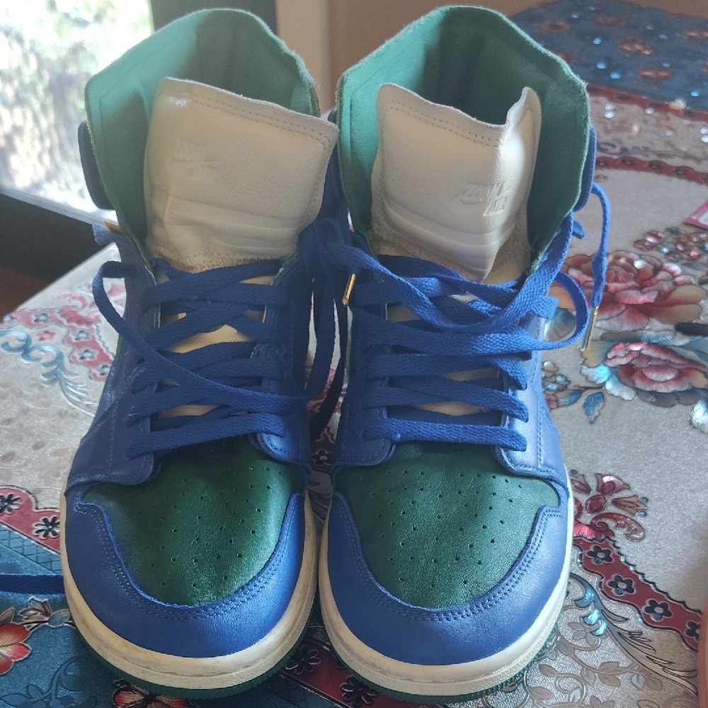 Blue and Green High-Top Sneakers